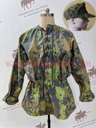 WWII German M38 Lateral Plane Tree Camo Reversible Smock & M40 Field Cap