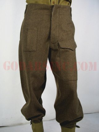 WWII Canadian Army Brown Green Wool Battle Dress Trousers