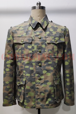 WWII German Waffen SS Field Made Spring Polly Dot Camo M41 Field Tunic