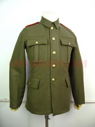 WWI New Zealand Army Brown-green Wool Red Pipped Infentry SD Tunic