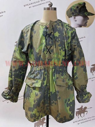 WWII German Waffen SS M42 Lateral Plane Tree Camo Reversible Smock & M40 Field Cap