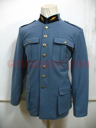 WWI French Avaitor Officer Horizon Blue Gabardine Service Tunic size XL