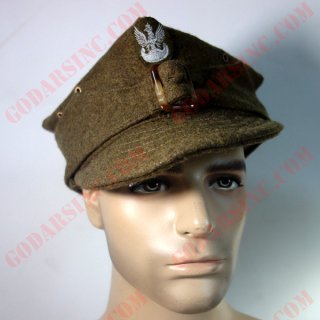 WWII Polish Army Khaki-Brown Wool Field Rogatywka Cap