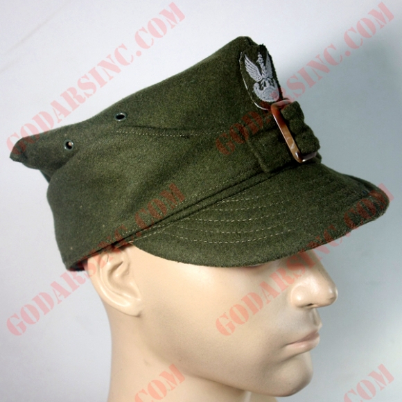 WWII Polish Army Brown-Green Wool Field Rogatywka Cap